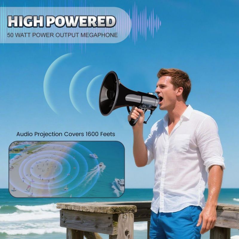 Megáfono Loudmore 50W USB/SD con Grabación - Negro