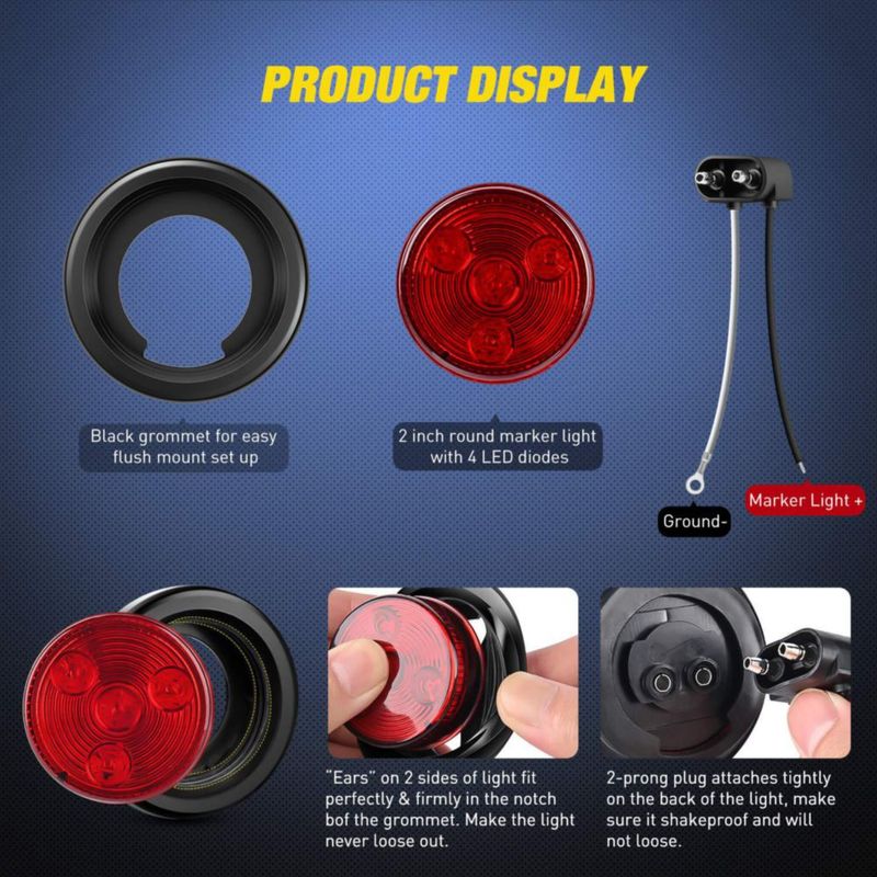 Luz de remolque Nilight LED roja de 5 cm pack de 5