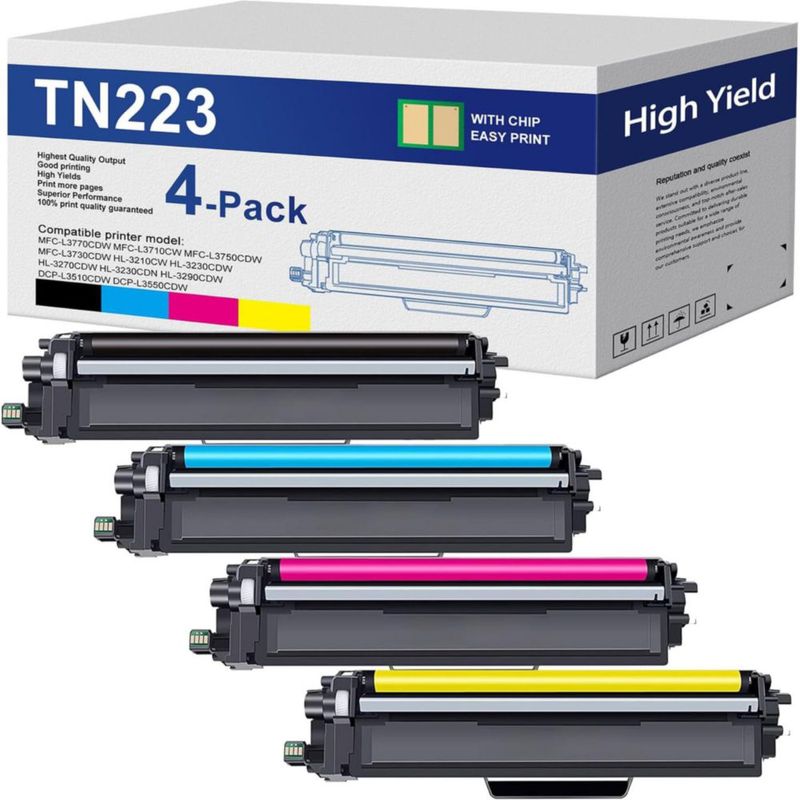 Cartucho de tóner MOLIMER TN223 pack de 4 (negro cian magenta amarillo) de alto rendimiento
