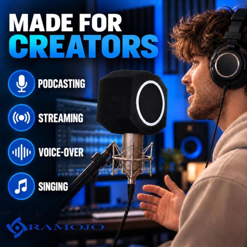 Escudo de Micrófono Ramojo para Podcast con Espuma de Grabación