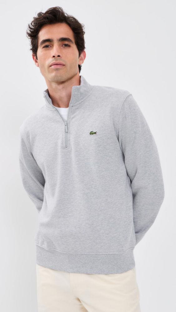 Sudadera Lacoste talla S color Silver Chine con cremallera y felpa