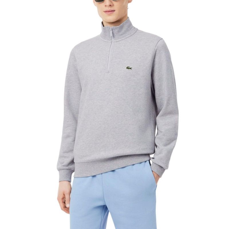 Sudadera Lacoste talla S color Silver Chine con cremallera y felpa