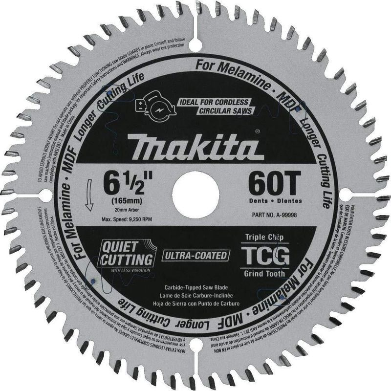 Hoja de sierra Makita 165 mm 60 T Carburo TCG