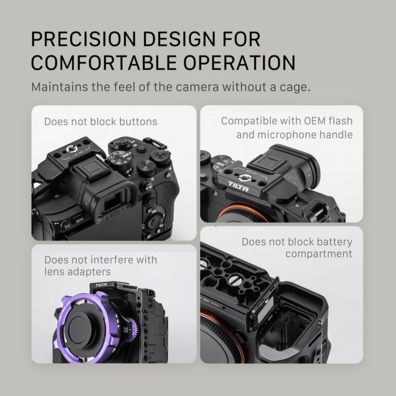 Jaula para cámara Tilta Alpha 7V/IV/R V con kit de alimentación V‑Mount negro