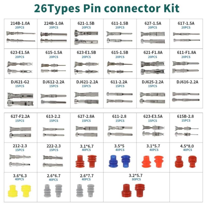 Kit de pines TYJ 813 piezas 1/1.5/1.8/2/2.2/2.3/2.8/3.5 mm