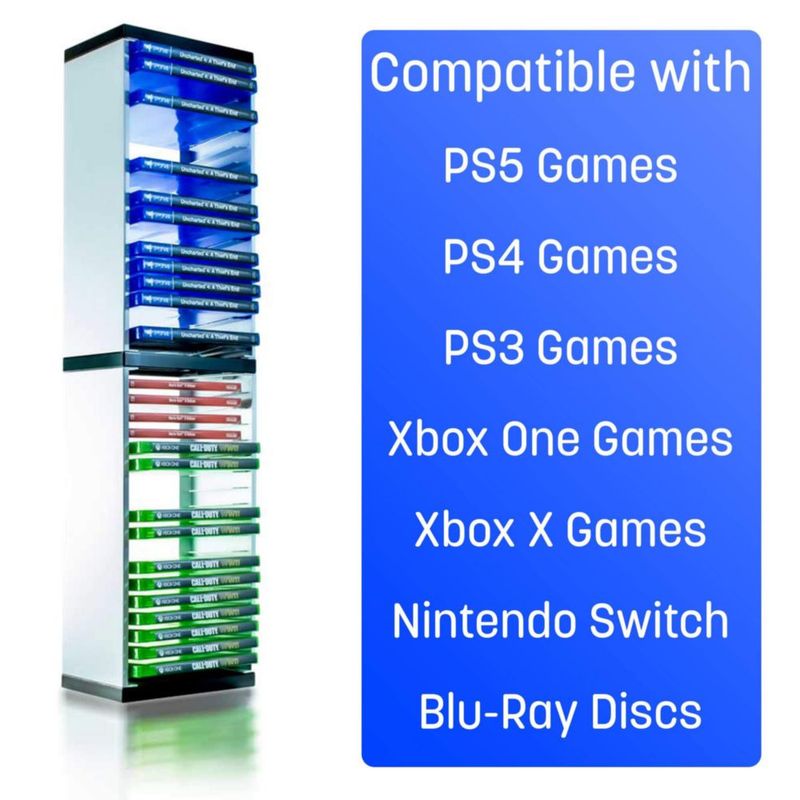 Torre de Almacenamiento de Juegos ADZ 73 cm Blanco Capacidad 36 Juegos