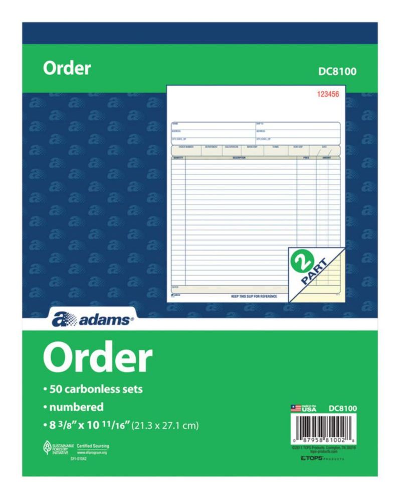 Libro de Pedidos Adams 21x27 cm Blanco/Canario 50 Juegos