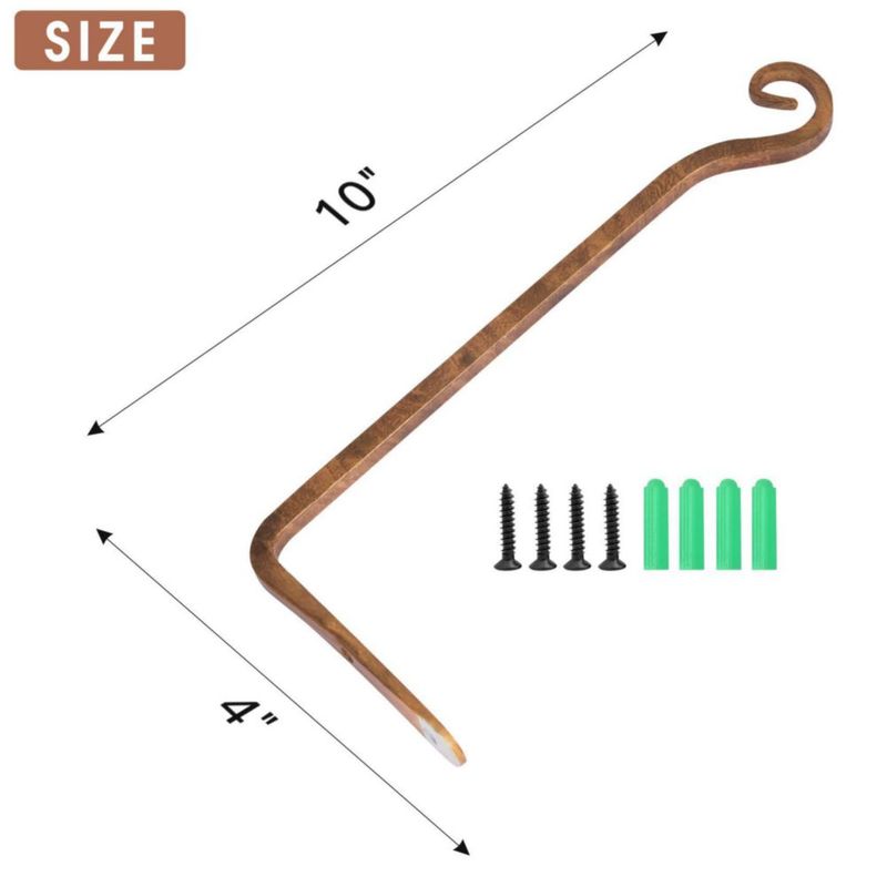 Colgadores de Pared Jardim 25 cm Metal Hierro Color Café - Pack de 2