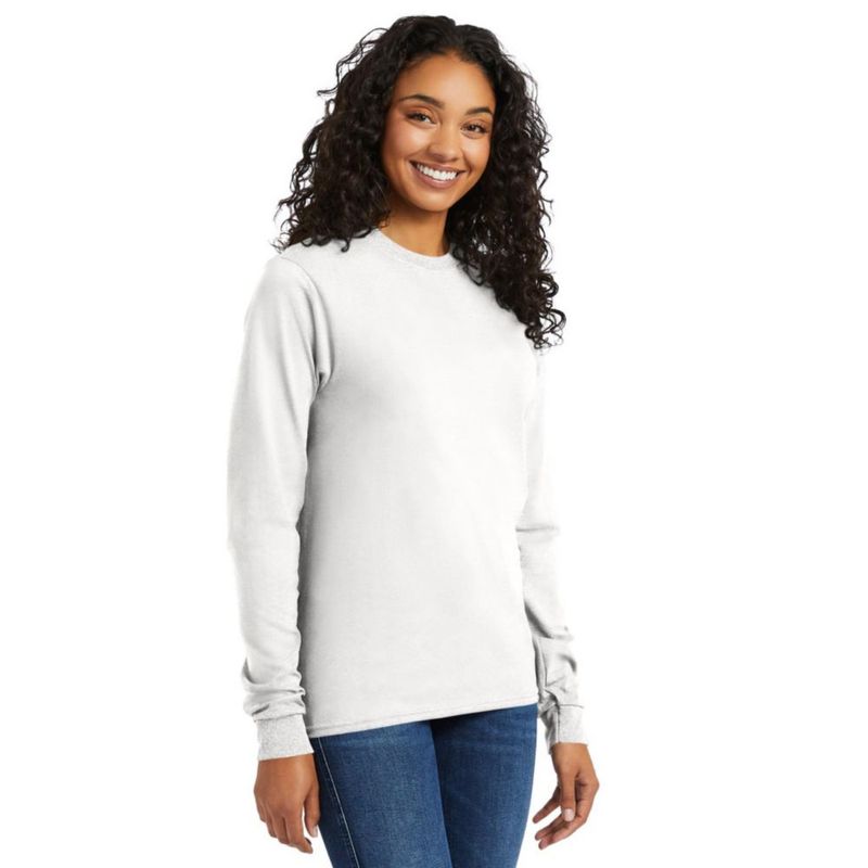 Camiseta Hanes de manga larga blanca talla mediana paquete de 4