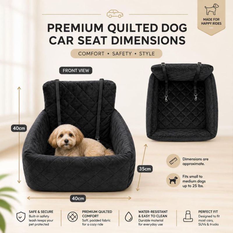 Asiento para coche para perros Axonra 40 cm con cuenco y bolsas para desechos