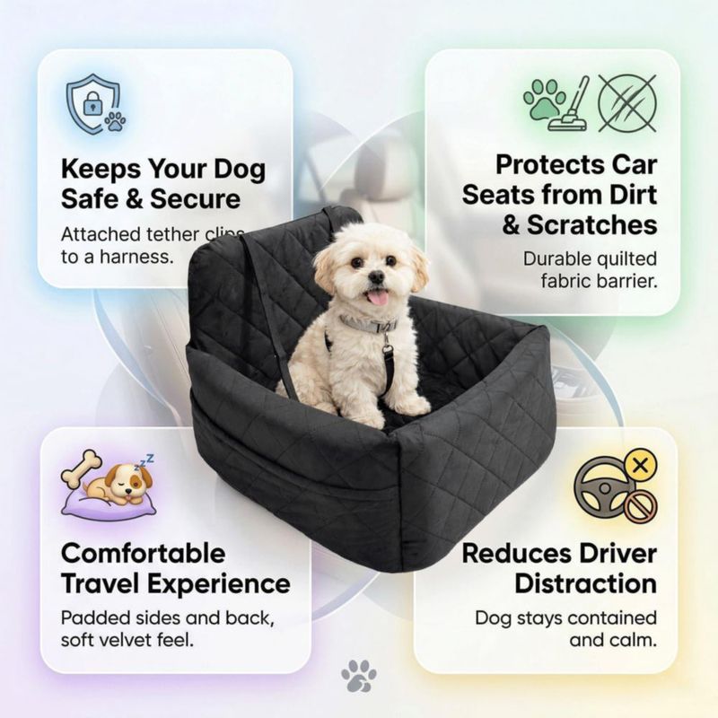 Asiento para coche para perros Axonra 40 cm con cuenco y bolsas para desechos