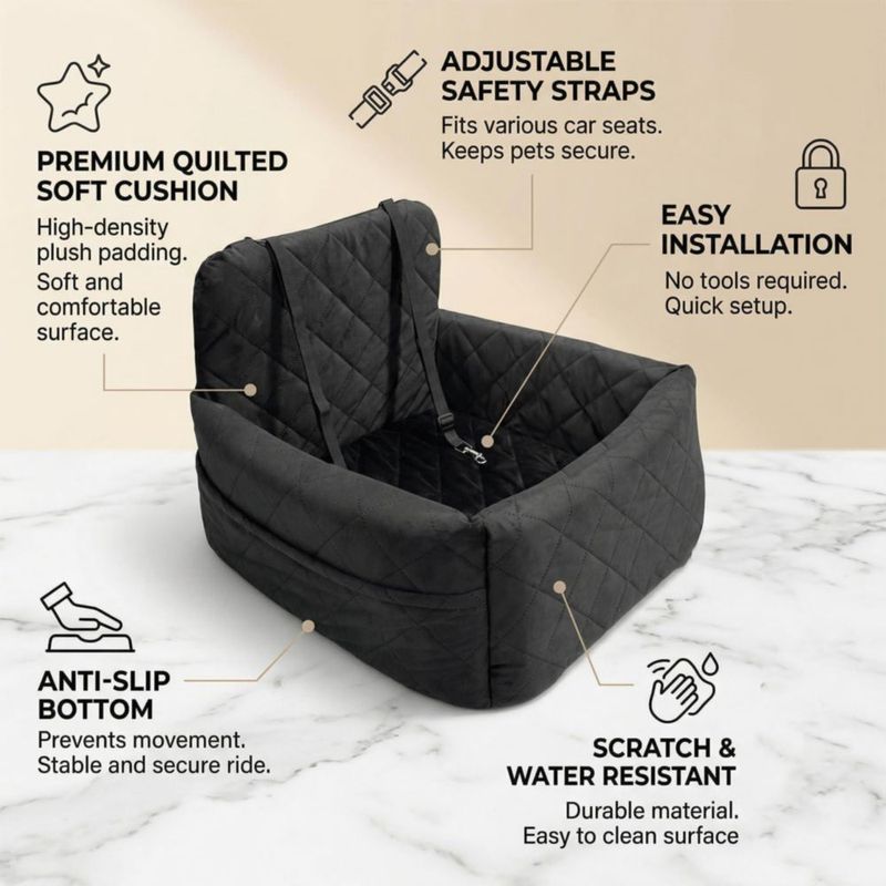 Asiento para coche para perros Axonra 40 cm con cuenco y bolsas para desechos