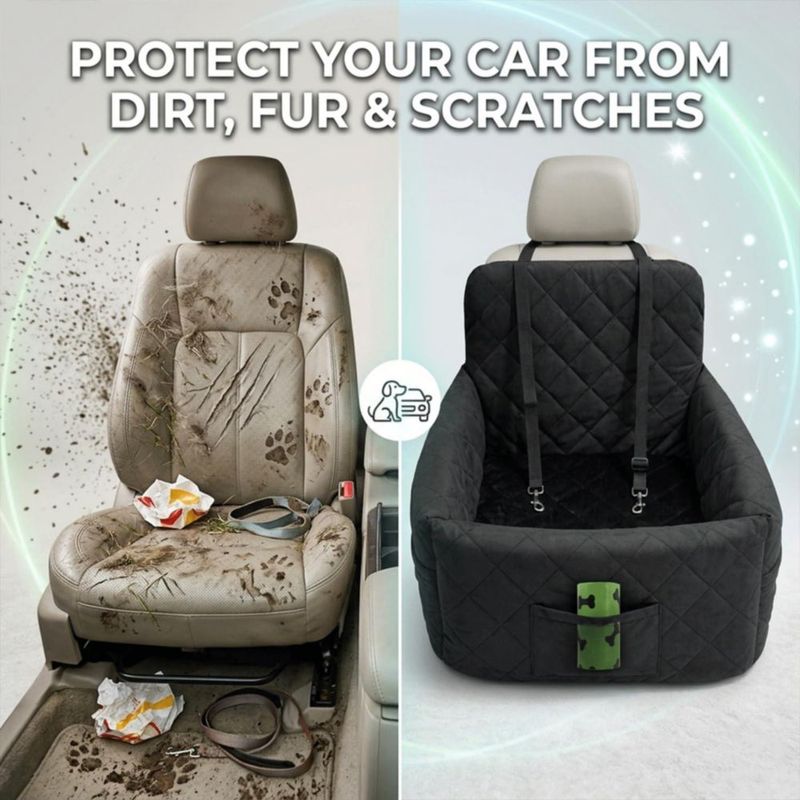 Asiento para coche para perros Axonra 40 cm con cuenco y bolsas para desechos