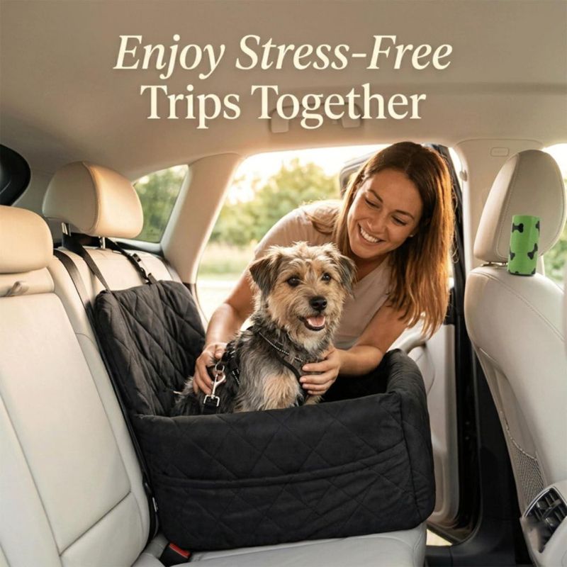 Asiento para coche para perros Axonra 40 cm con cuenco y bolsas para desechos