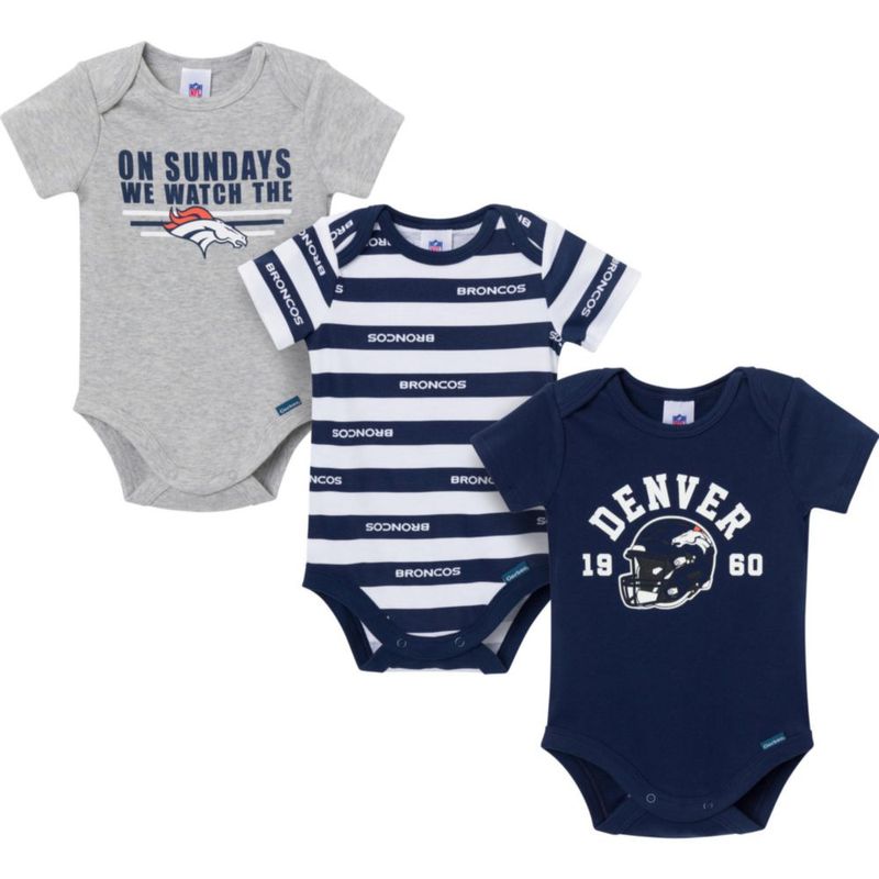 Body Gerber para Bebé Niño NFL Pack de 3 Broncos 0-3 meses
