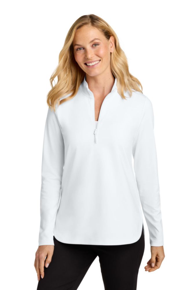 Sudadera Port Authority Blanca con Cremallera 1/4 para Mujer