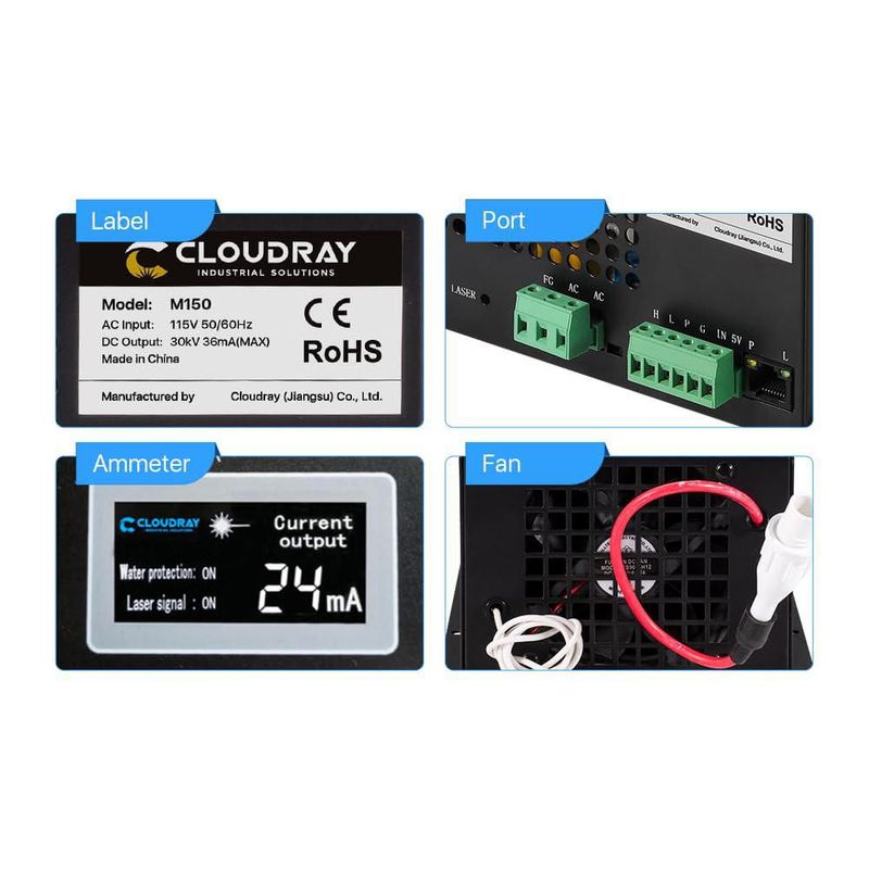 Fuente de Alimentación Cloudray 150W 220V Láser CO2 M150