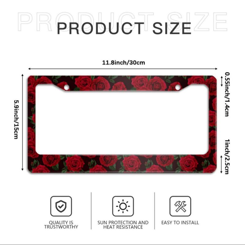 Marcos para placa de matrícula Olemier 2 unidades – Rosa roja