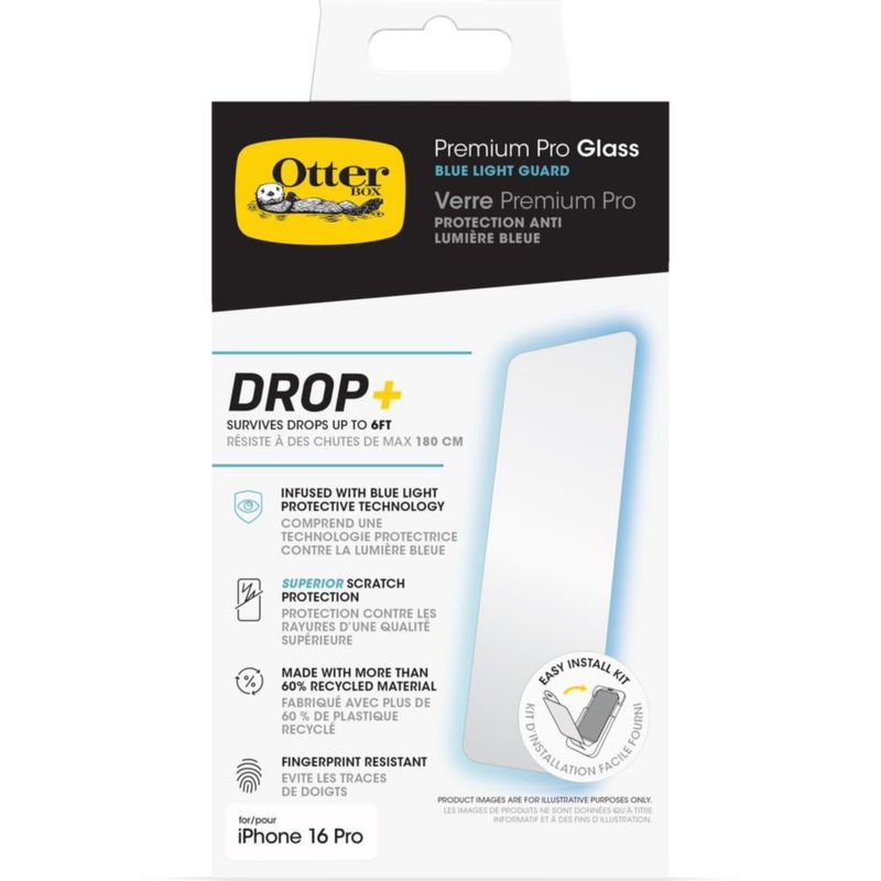 Protector de pantalla OtterBox iPhone 16 Pro con filtro de luz azul