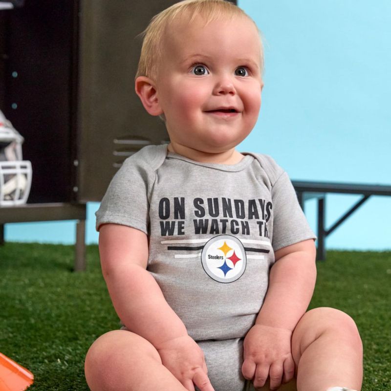 Body Gerber para Bebé Niño Steelers 6‑12 meses Pack de 3