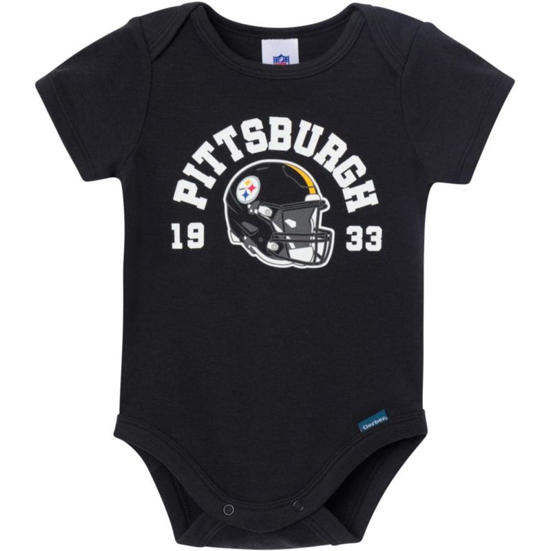 Body Gerber para Bebé Niño Steelers 6‑12 meses Pack de 3