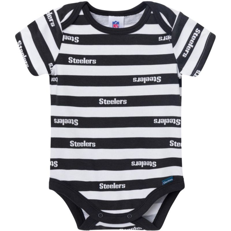Body Gerber para Bebé Niño Steelers 6‑12 meses Pack de 3