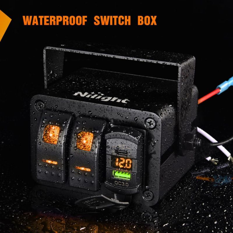 Caja de interruptor tipo palanca Nilight 12V 2 vías con USB QC3.0 PD