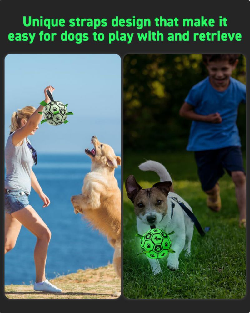 Pelota para perros QDAN 15 cm que brilla en la oscuridad – juguete para exteriores
