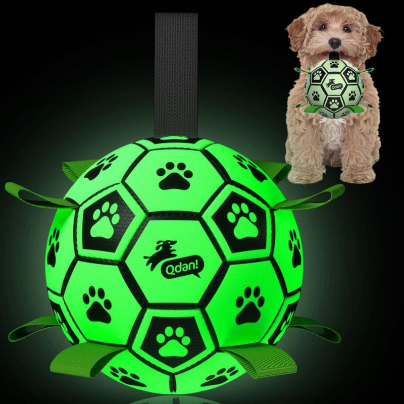 Pelota para perros QDAN 15 cm que brilla en la oscuridad – juguete para exteriores