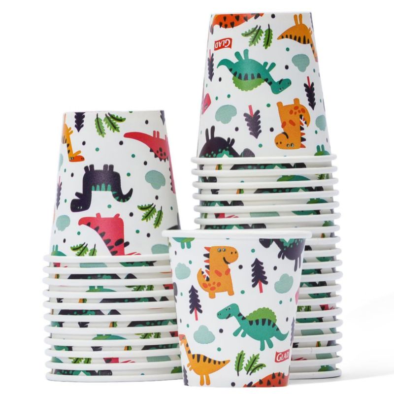 Vasos de Papel Glad 89 ml 100 unidades con Diseño de Dinosaurio