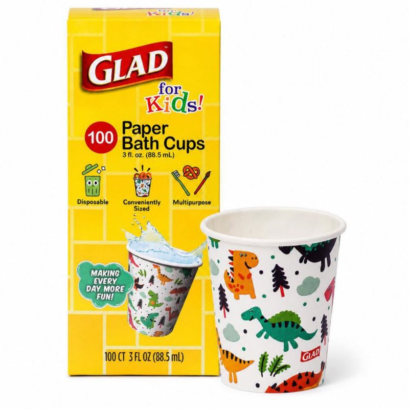 Vasos de Papel Glad 89 ml 100 unidades con Diseño de Dinosaurio
