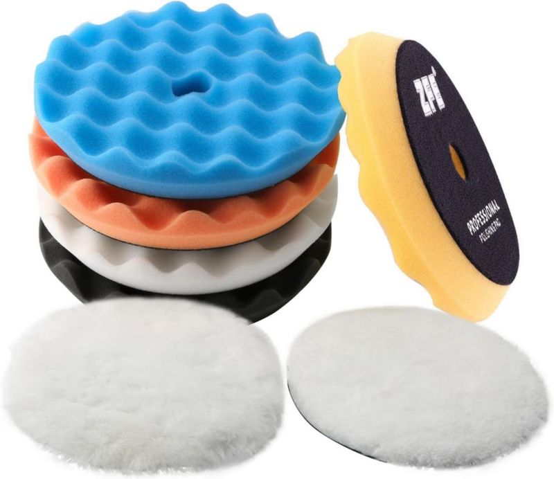 Almohadillas de Pulido ZFE 125 mm – Kit de 6 Piezas (Espuma y Lana)