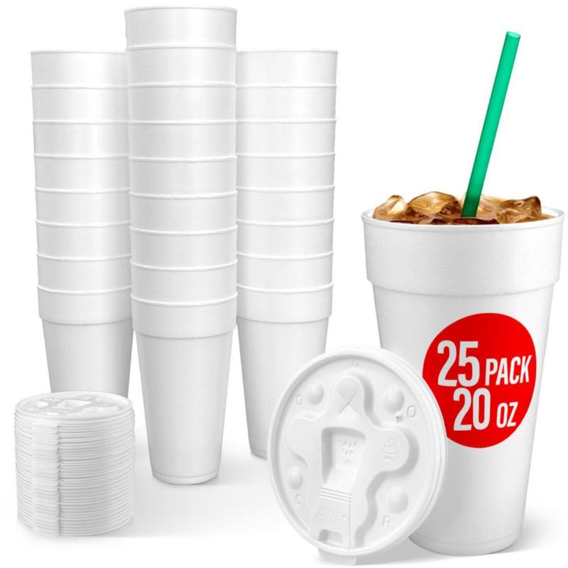 Vaso desechable Shop Square 591 ml paquete de 25 con tapas