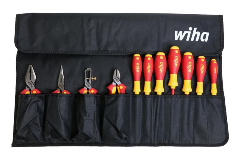 Juego de alicates aislados Wiha de 11 piezas con estuche enrollable
