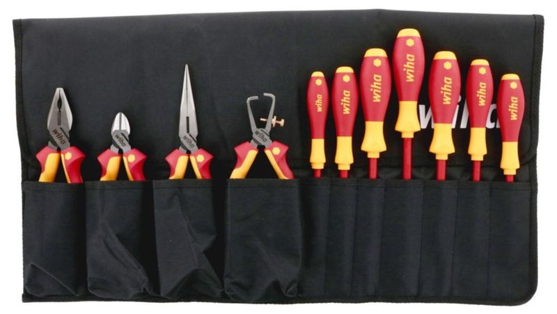 Juego de alicates aislados Wiha de 11 piezas con estuche enrollable