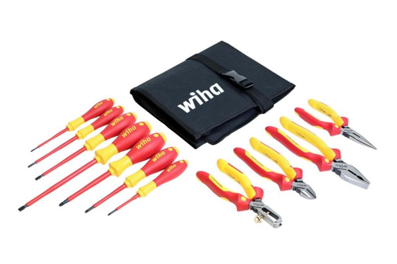 Juego de alicates aislados Wiha de 11 piezas con estuche enrollable