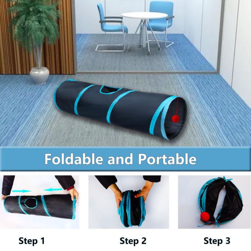 Túnel Plegable de 2 Vías para Gatos de Interior Deofun