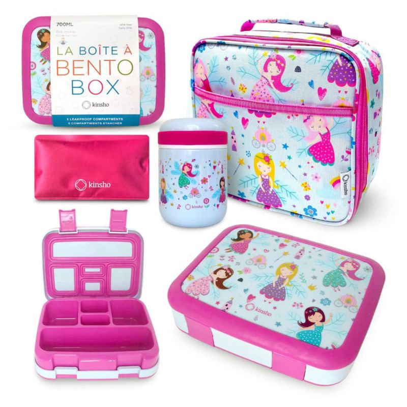 Set de Caja Bento Kinsho con Termo y Bolsa de Hielo Rosa