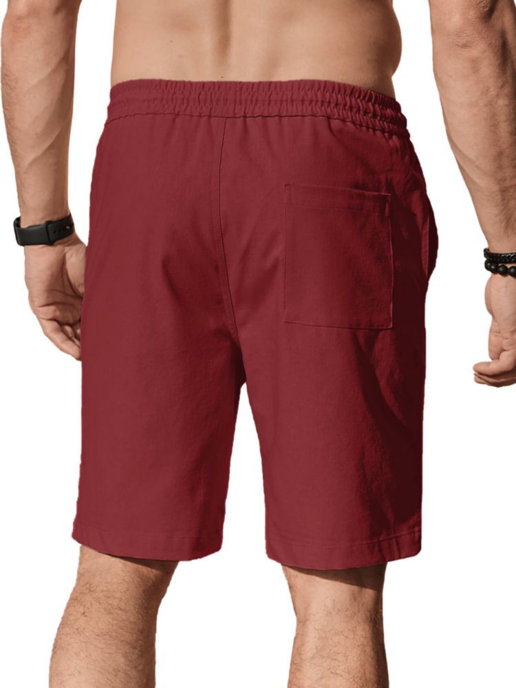 Pantalones cortos Comdecevis de algodón y lino rojo talla L (91 cm)