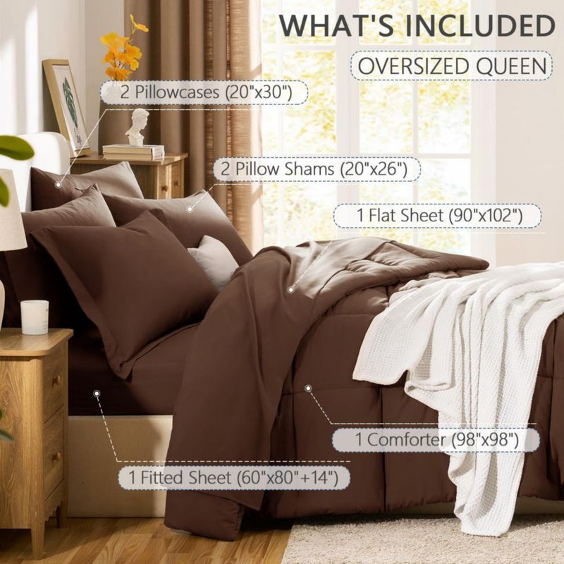 Juego de Edredón CozyLux Queen 7 Piezas Marrón
