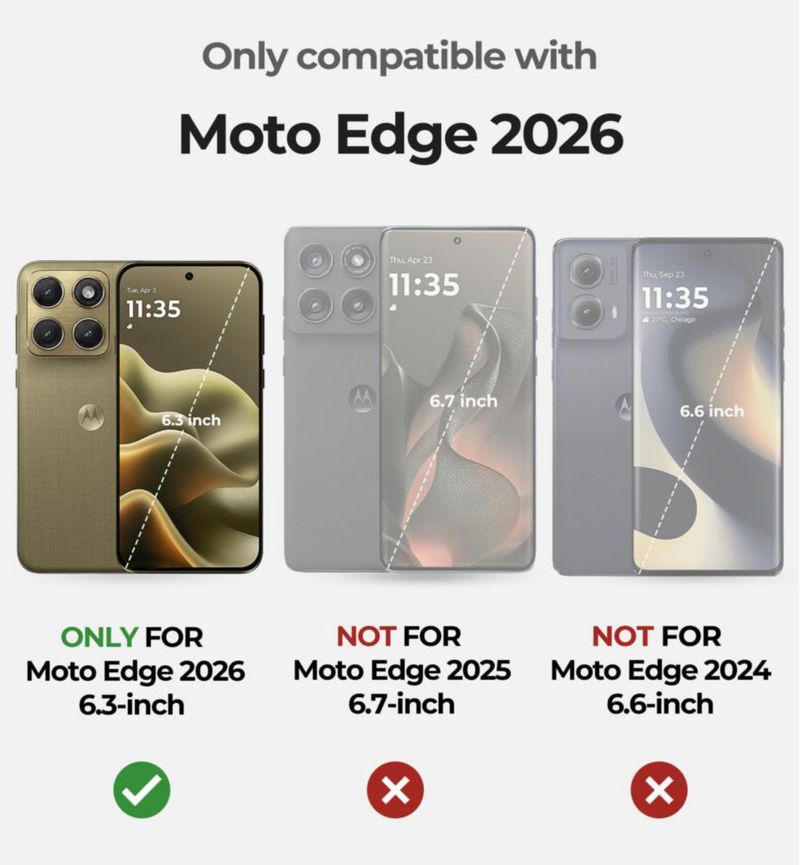 Funda Dexnor para Moto Edge 2026 (63") con soporte plegable - Negra