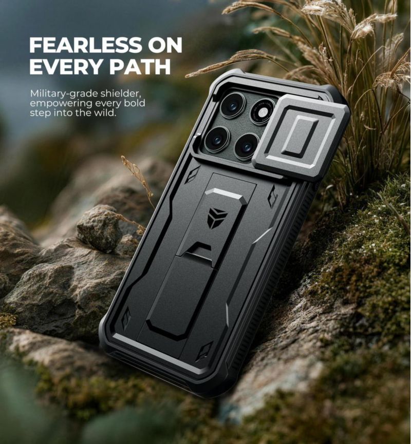 Funda Dexnor para Moto Edge 2026 (63") con soporte plegable - Negra