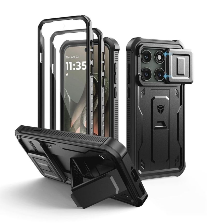 Funda Dexnor para Moto Edge 2026 (63") con soporte plegable - Negra