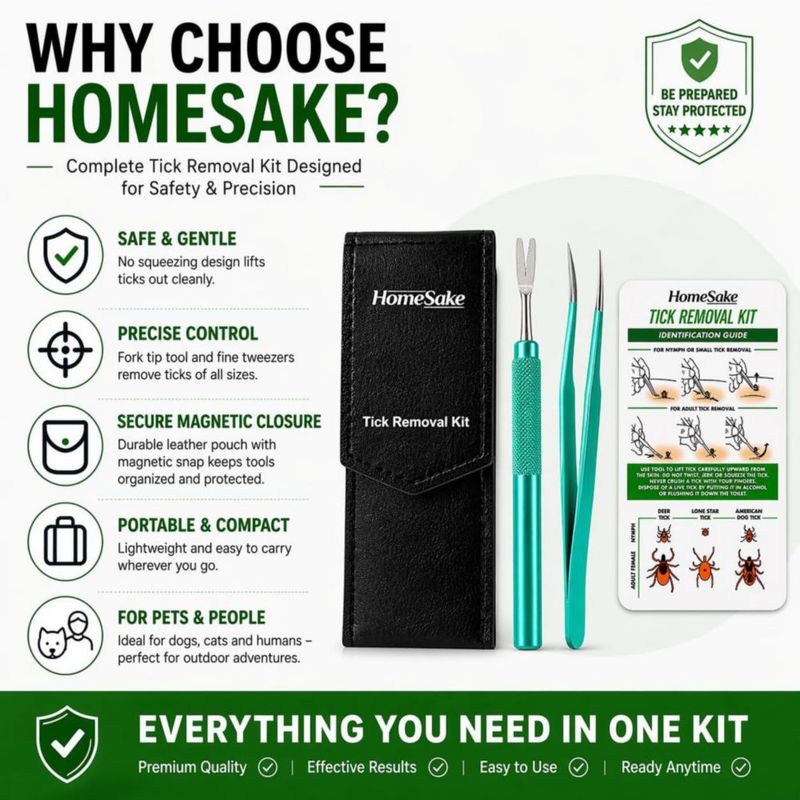Kit de extracción de garrapatas Homesake 4 unidades para mascotas y personas