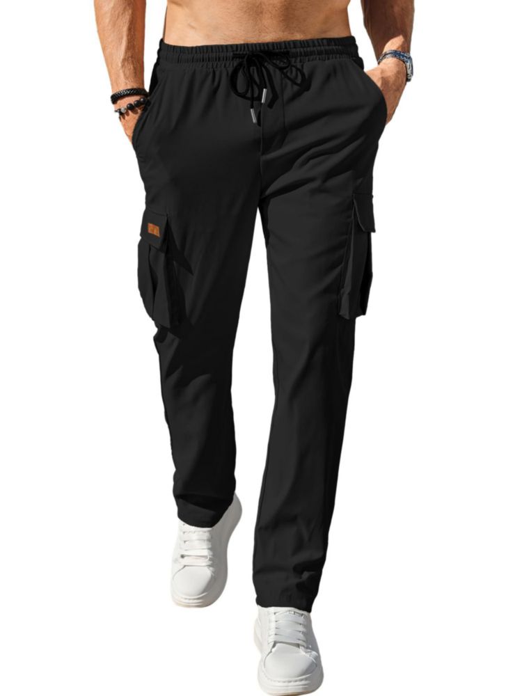 Pantalones Cargo Comdecevis 5XL Negro Multi‑bolsillo
