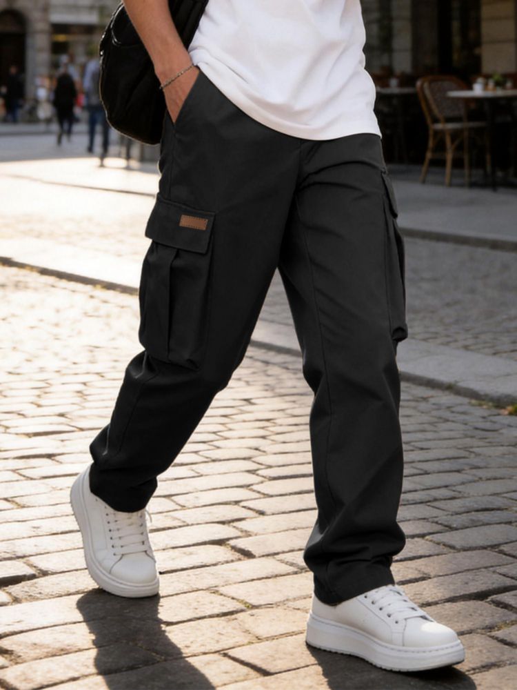 Pantalones Cargo Comdecevis 5XL Negro Multi‑bolsillo
