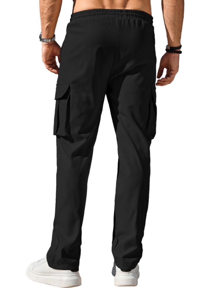 Pantalones Cargo Comdecevis 5XL Negro Multi‑bolsillo