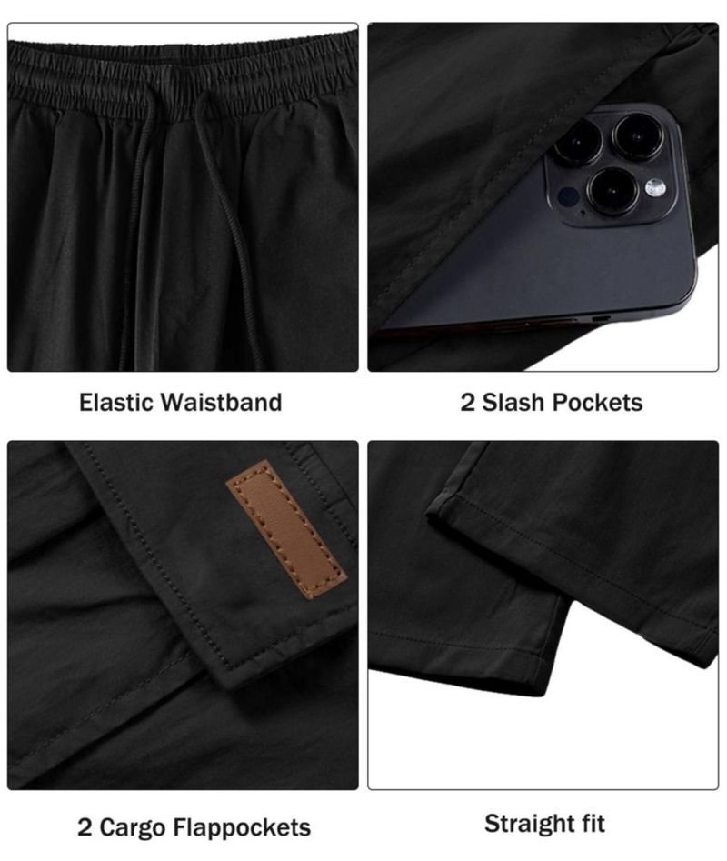 Pantalones Cargo Comdecevis 5XL Negro Multi‑bolsillo