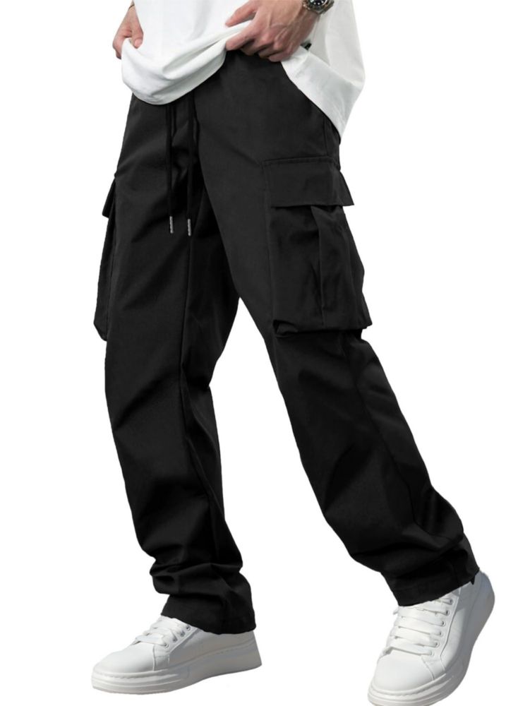 Pantalones Cargo Comdecevis 5XL Negro Multi‑bolsillo