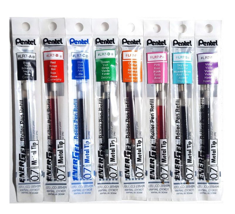 Recargas de bolígrafo Pentel EnerGel 07 mm set de 8 colores